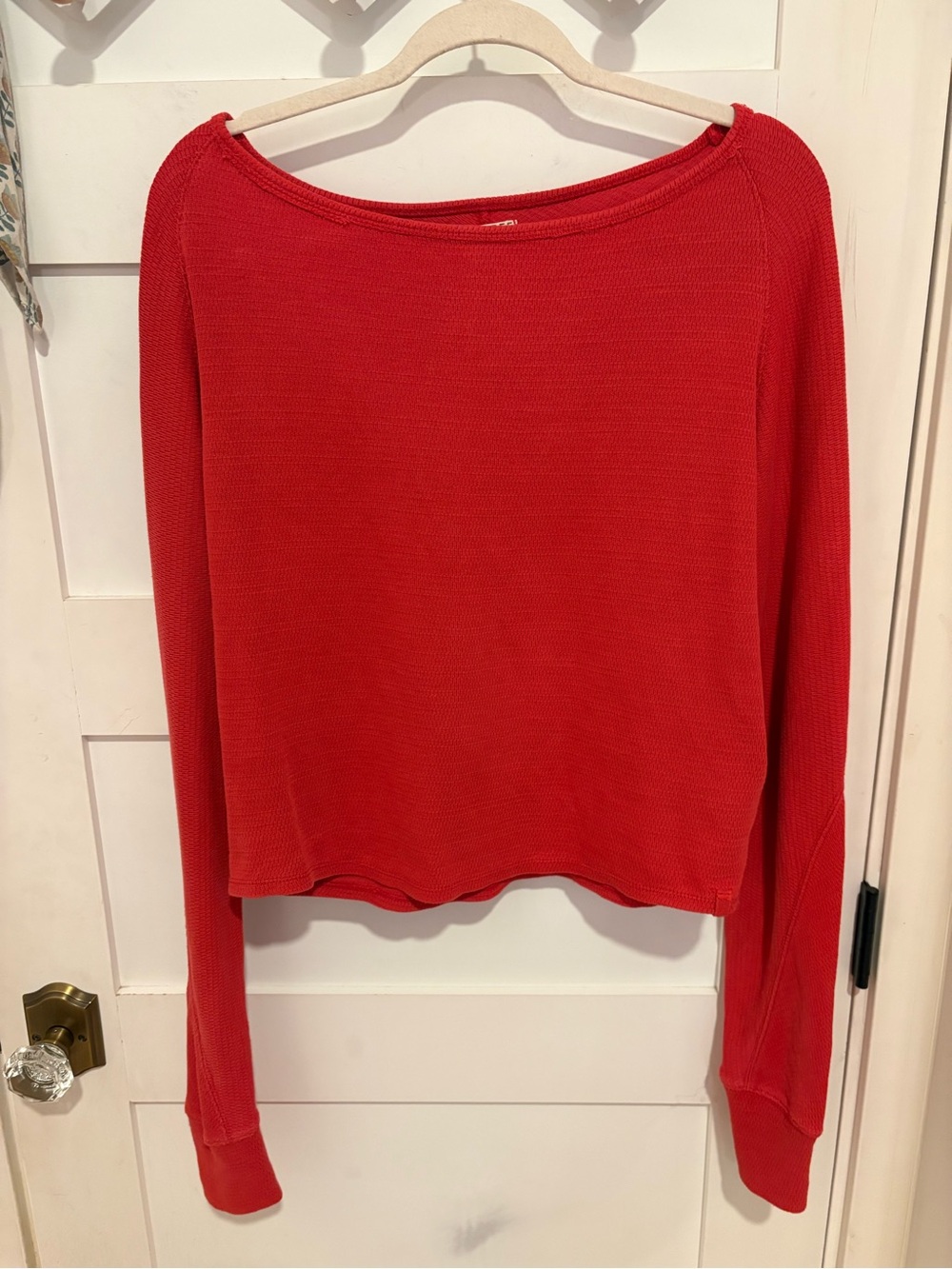 We The Free Red Boatneck Long-Sleeve Thermal Top